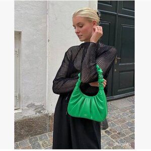 J.W. PEI - Gabbi Ruched Grass Green Vegan Shoulder Bag